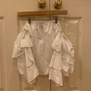 White off the shoulder ruffle sleeve blouse.